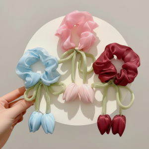 tulip scrunchies in silk